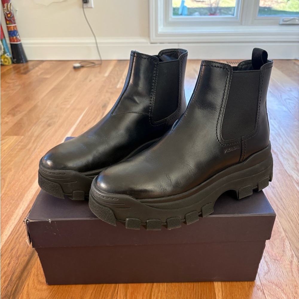 Prada Calzature Uomo 2TG154 Platform Combat Boots Chelsea Half Boot UK 9 US 10